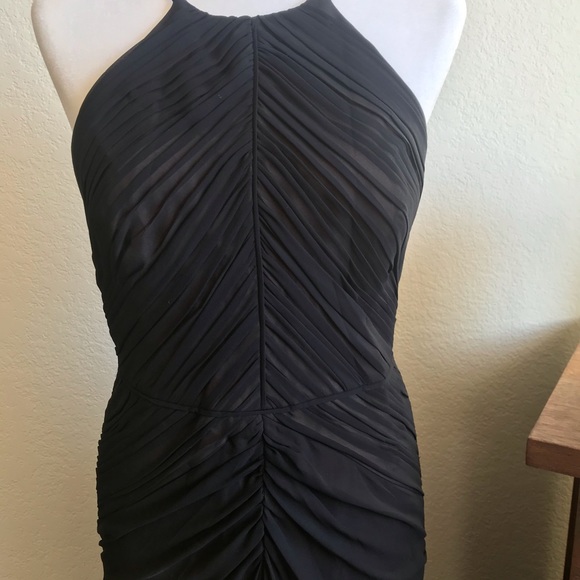 Vera Wang Black Chiffon Ruched Gown - Picture 3 of 8